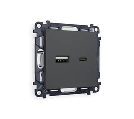 Комплект механизма розетки 2USB A+C 20W (быстрая зарядка) Ambrella Volt Alfa MA911010