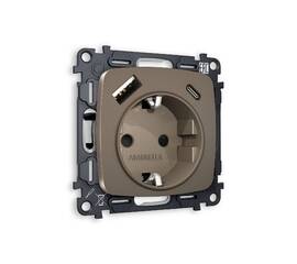 Комплект механизма розетки 2USB A+C 20W (быстрая зарядка) с/з Ambrella Volt Omega MO640010