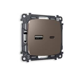Комплект механизма розетки 2USB A+C 20W (быстрая зарядка) Ambrella Volt Omega MO641010