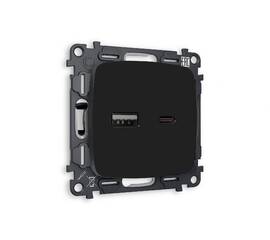 Комплект механизма розетки 2USB A+C 20W (быстрая зарядка) Ambrella Volt Omega MO811010