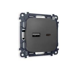 Комплект механизма розетки 2USB A+C 20W (быстрая зарядка) Ambrella Volt Omega MO911010