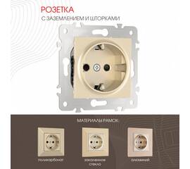 Розетка с заземлением и шторками Arte Milano 203.40-1.shampan