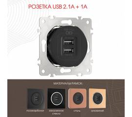 Розетка USB 2.1А+1А Arte Milano 202.46-1.black