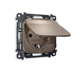 Комплект механизма розетки с/з со шторками и крышкой Ambrella Volt Omega MO638010