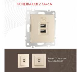 Розетка USB 2.1А+1А Arte Milano 206.46-1.shampan