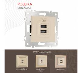 Розетка USB 2.1А+1А Arte Milano 203.46-1.shampan