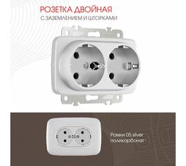 Розетка двойная с заземлением Arte Milano 205.40-2.silver