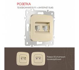 Розетка телефонная RJ11 + компьютерная RJ45 Arte Milano 205.44-1.shampan