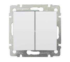 Выключатель двухклавишный Legrand Valena 10A 250V белый 774405