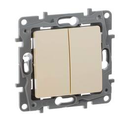 Переключатель двухклавишный Legrand Etika 10A 250V слоновая кость 672312