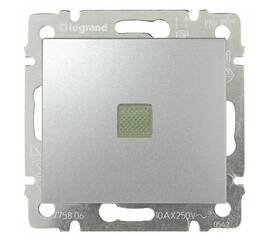 Переключатель одноклавишный промежуточный Legrand Valena 10A 250V с подсветкой алюминий 770148