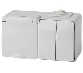 Блок розетка + выключатель двойной Эра 11-7602-03 Б0035994