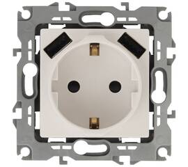 Розетка 2P+E со шторками и 2xUSB Эра 14-4109-02 Б0047868