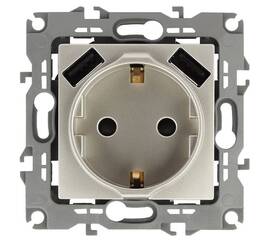 Розетка 2P+E со шторками и 2xUSB Эра 14-4109-04 Б0047870