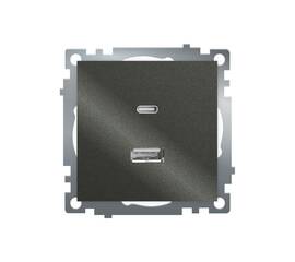 Розетка 2-местная USB + type C Stekker Катрин GLS10-7116-06 50052