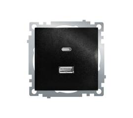 Розетка 2-местная USB + type C Stekker Катрин GLS10-7116-05 50055