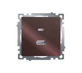 Розетка 2-местная USB + type C Stekker Катрин GLS10-7116-04 50057