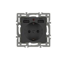 Механизм розетки с USB зарядкой Arlight SCT-MUAA-PL-BK (250V, 16A) 043734