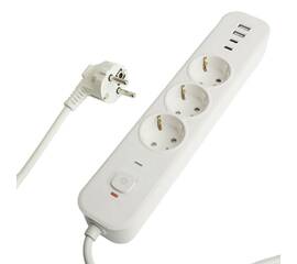 Сетевой фильтр 3-местный с/з и 2 USB-A+2 Type-C 3 Stekker Nova HM21-31-03 50100