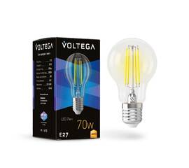 Лампа светодиодная филаментная Voltega E27 7W 3000K груша прозрачная 7225
