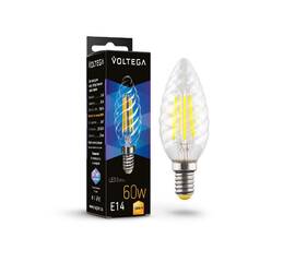 Лампа светодиодная филаментная Voltega E14 6W 3000K свеча витая прозрачная 7211