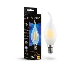 Лампа светодиодная филаментная Voltega E14 6W 3000K свеча на ветру матовая 7210