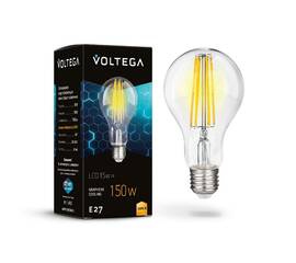 Лампа светодиодная филаментная Voltega E27 12W 3000K груша прозрачная 7226