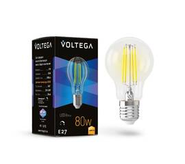 Лампа светодиодная филаментная Voltega E27 8W 3000K груша прозрачная 7229