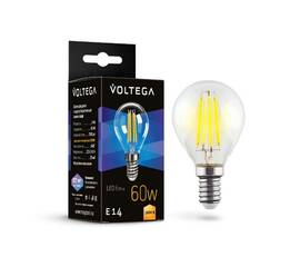 Лампа светодиодная филаментная Voltega E14 6W 3000K груша прозрачная 7213