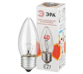Лампа накаливания Эра B-40-E27-230-CL свечка Б0066505