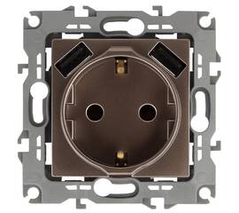 Розетка 2P+E со шторками с 2xUSB Эра 12-4109-13 Б0047847