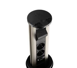 Блок розеток 12J (2 секции, USB type A+C + RJ45 + HDMI) беспроводная зарядка Mebax 00-00002597