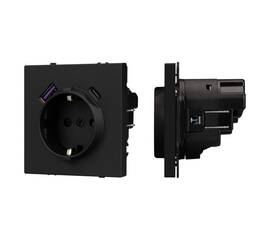 Механизм розетки с USB зарядкой Arlight SCT-NOBE-MUAC-SFPL-BK (230V, 16A) 054285