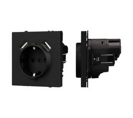 Механизм розетки с USB зарядкой Arlight SCT-NOBE-MUAA-SFPL-BK (230V, 16A) 054289