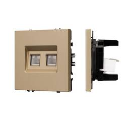 Механизм сдвоенной компьютерной розетки Arlight SCT-NOBE-MPC2-SFPL-GD (RJ-45, CAT6) 054314