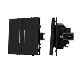 Механизм выключателя двухклавишный непроходной Arlight LED SWT-NOBE-MK02-SFPL-L-BK (230V, 10A) 05426