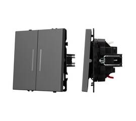 Механизм выключателя двухклавишный непроходной Arlight LED SWT-NOBE-MK02-SFPL-L-GR (230V, 10A) 05426