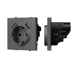 Механизм розетки с USB зарядкой Arlight SCT-NOBE-MUAA-SFPL-GR (230V, 16A) 054291