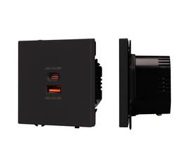Механизм розетки с быстрой USB зарядкой Arlight SCT-NOBE-MUAC-SFPL-FC-BK (65W, QC3) 054317
