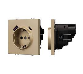 Механизм розетки с USB зарядкой Arlight SCT-NOBE-MUAC-SFPL-GD (230V, 16A) 054286