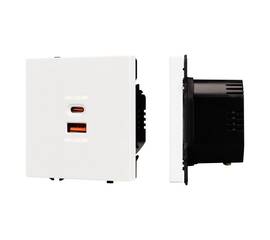 Механизм розетки с быстрой USB зарядкой Arlight SCT-NOBE-MUAC-SFPL-FC-WH (65W, QC3) 054316
