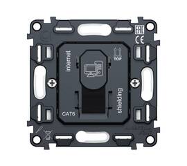 Механизм компьютерной розетки RJ-45 (8P8C) CAT6A экранированной с автоматической защитной шторкой QU