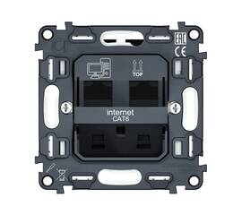 Механизм компьютерной двойной розетки RJ-45 (8P8C) CAT6 с автоматической защитной шторкой QUANT Ambr