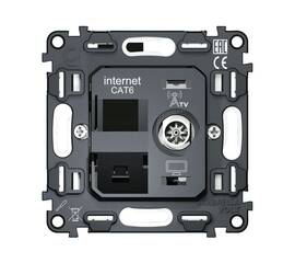 Механизм розетки компьютерной + TV оконечной RJ-45 (8P8C) CAT6/50-870 MHz 1dB с автоматической защит