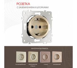 Розетка с заземлением и шторками Arte Milano 202.40-1.shampan