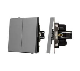 Механизм выключателя двухклавишный проходной Arlight SWT-TENDO-MKP2-PL-GR (230V, 10A) 054068