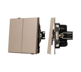 Механизм выключателя двухклавишный проходной Arlight SWT-TENDO-MKP2-PL-GD (230V, 10A) 054069