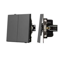 Механизм выключателя двухклавишный непроходной Arlight SWT-TENDO-MK02-SFPL-GR (230V, 10A) 054546