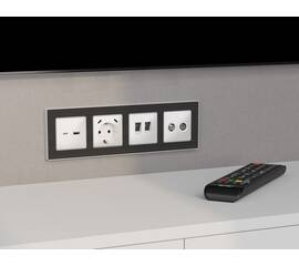 Лицевая панель Alfa (Белый глянец) для TV двойной розетки Quant Ambrella Volt AP1133