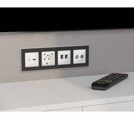 Комплект механизма компьютерной двойной розетки RJ-45 с автоматической защитной шторкой Alfa Белый м
